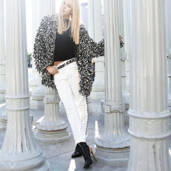 💥HOT ITEM💥Isabel Marant Pour H&M Black White Shag Jacket - Picture 2 of 15